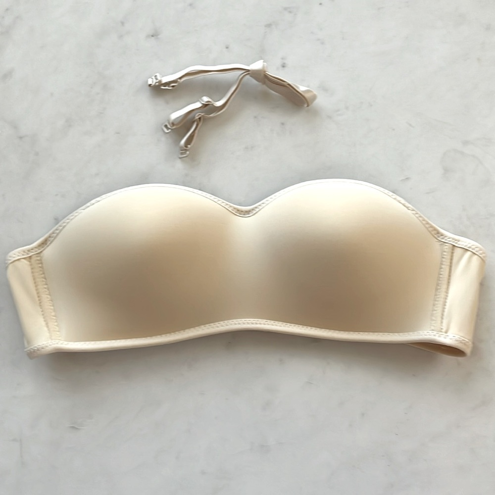 Strapless bra beige attachable straps, Large